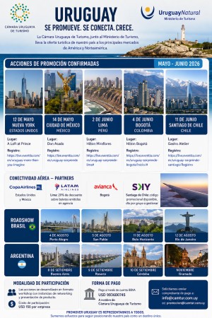Turismo de Uruguay: roadmap 2026 con acciones en Nueva York, M&eacute;xico, Lima, Bogot&aacute; y Chile