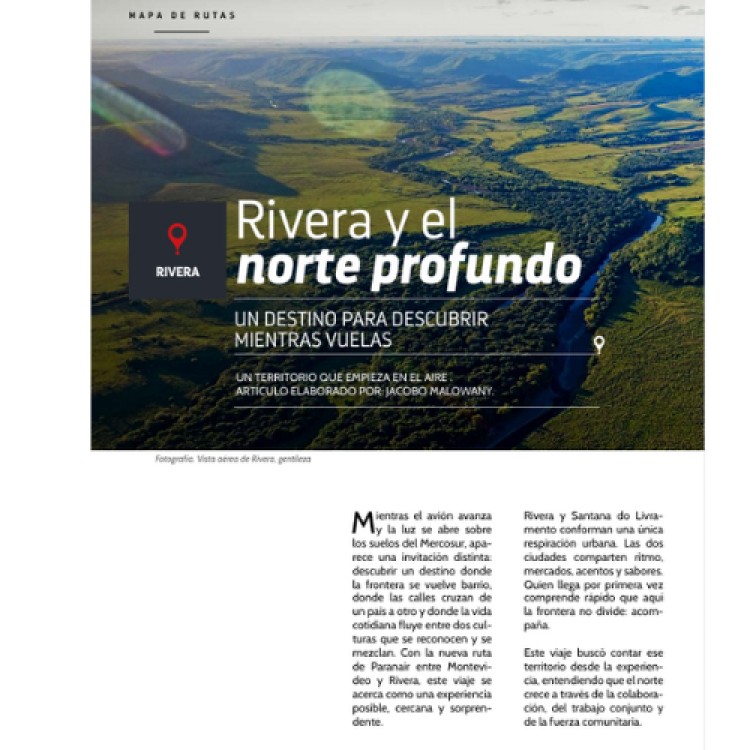 Paranair y Rivera: escribir un destino desde una revista de abordo