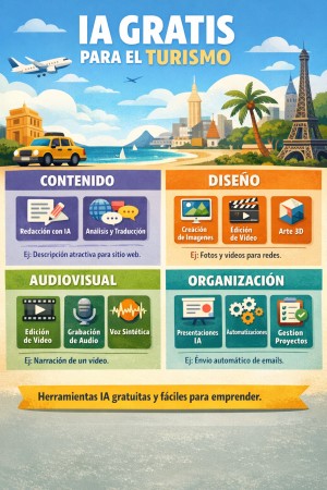 Inteligencia artificial gratis 2026: 25 herramientas clave para crear, automatizar y potenciar tu negocio tur&iacute;stico