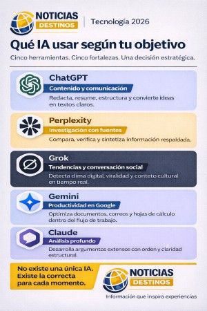 &iquest;Qu&eacute; IA usar en 2026?: ChatGPT, Claude, Gemini, Perplexity y Grok explicados