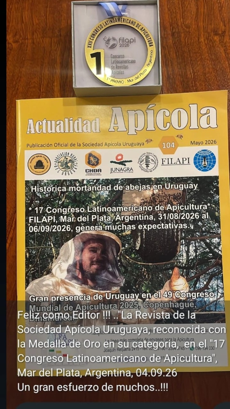 Uruguay alcanza el oro en FILAPI con la revista Actualidad Ap&iacute;cola