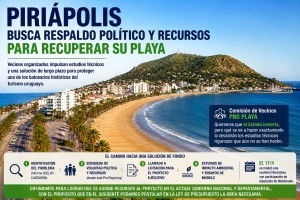 Vecinos impulsan proyecto para recuperar la arena de la playa de Piri&aacute;polis